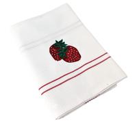 Torchon de cuisine 50x70 cm WAFFLE BRODÉ coton rouge broderie fraise