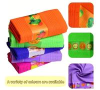 Torchon de cuisine en coton et polyester imprimé de fruits à la mode. Torchon absorbant pour table de thé en gros. Tissu gaufré adapté pour le nettoyage d'un service à thé (34*60cm) 1 pièce - Motif al