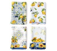 Torchon de cuisine Essuie-tout Serviette de cuisine - Coton - 48 x 70 cm - Lot de 4 - Motif citron