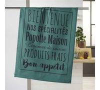 Torchon de Cuisine Imprimé "Popote" 50x70cm Émeraude Vert G