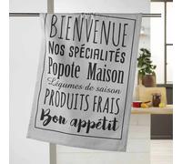 Torchon de Cuisine Imprimé Popote 50x70cm Gris