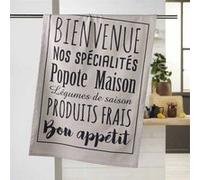 Torchon de Cuisine Imprimé "Popote" 50x70cm Lin Beige G