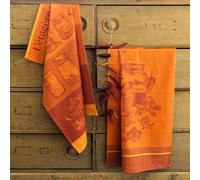 Torchon Imprimé En Jacquard De Coton Orange 50x75