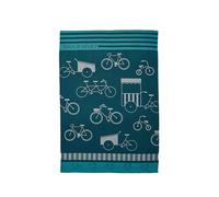 Torchon imprimé en Jacquard de Coton, Tous a vélo, 50 x 75 cm, Coucke