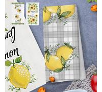 Torchons de cuisine, 36,8 x 61 cm, motif floral, citron, pour salle de bain ou cuisine, réutilisables, séchage rapide à suspendre pour sécher et nettoyer