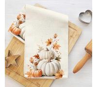 Torchons de cuisine en microfibre absorbante en forme de citrouille d'érable - Torchon gaufré pour cuisine, maison, salle de bain, décoration de récolte d'automne, cadeaux de Thanksgiving 1