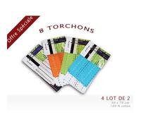 Torchons - Tirets - Lot de 4 - 100% Coton - 50x70 cm - Plusieurs coloris disponibles
