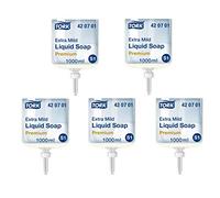Tork 420701 Lot de 5 savons liquides extra doux de qualité supérieure pour système de distributeur de savon Tork S1 - Blanc - Avec ingrédients doux pour les peaux sensibles