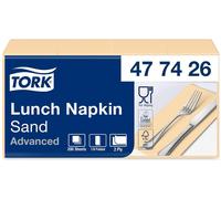Tork 477426, serviettes de table "Sand", pliage 1/8, double épaisseur, serviettes en papier pré-pliées pour les collations ou les petites portions / Qualité supérieure / 10 x 200 (2000) serviettes / 3