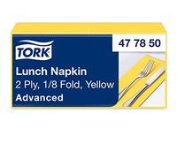 Tork 477850 Serviettes Lunch Advanced couleur jaune / 2 plis - 33cm x 32,6cm - 10 x 200 serviettes pliage 1/8