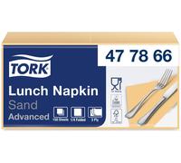 Tork 477866, Serviettes pour repas, modèle "Soft", pour sandwichs / Serviettes en papier absorbantes, couleur crème / Polyvalentes / Qualité supérieure / 10 x 150 (1500) serviettes / 32,6 x 33 cm (lar