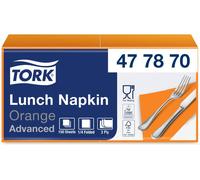 Tork 477870, serviettes en papier orange, format lunch, 3 épaisseurs, absorbantes. Polyvalentes, qualité supérieure. Contient 10 x 150 (1500) serviettes. Dimensions : 32,6 x 33 cm (largeur x longueur)