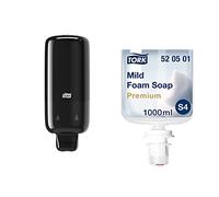 Tork Distributeur de Savon Mural pour Savon Mousse et Désinfectant Mousse pour Les Mains S4 - Système Distributeur Économique et Anti-Fuites + Recharge Savon Mousse Doux, 1 x 1000 ML