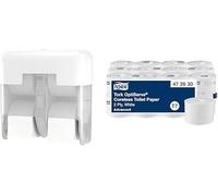 Tork Distributeur & Papier Toilette Bundle: Distributeur pour Papier Toilette 4 Rouleaux, Blanc + Tork OptiServe Papier Toilette sans mandrin, Blanc, Advanced, 2 Plis, 24 x 820 Feuilles