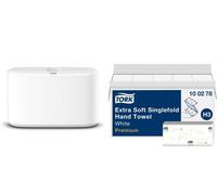 Tork Ensemble avec Distributeur Portable d'Essuie-Mains et Recharges - Distributeur à Poser H2 - Essuie-Mains en Papier à Plis Multiples Extra Doux (7 x 100 Feuilles)