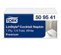 Tork LinStyle Serviette Cocktail, 509541, 24 x 24 cm, 1 x 100 serviettes | pliage 1/4, résistante, blanche