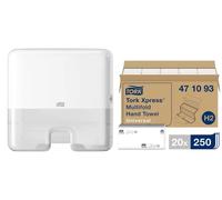Tork Mini Distributeur d'Essuie-Mains Mural avec Recharges - H2 - Distribution Feuille à Feuille - Tork Universal Essuie-Mains en Papier (20 x 250 Feuilles)