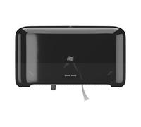 Tork OptiServe Distributeur pour Papier Toilette 2 Rouleaux sans mandrin Noir T7, Distributeur Horizontal, Gamme Elevation, 558068