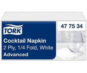 Tork - Service à cocktail 24x24cm 200pcs Blanc 477534 | PAK A 200 pièces | 12 pièces