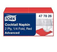 Serviette de table en ouate Tork Lunch 24 x 24 cm rouge - Paquet de 200