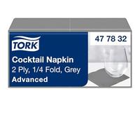 Tork Serviette Cocktail grise, 1/4 plier, 2 pli, 200 serviettes, 11.9cm x 11.9cm chaque, 477832