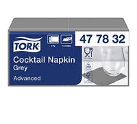 Tork Serviette Cocktail grise, pliage 1/4 2 plis, 24 cm x 24 cm, 12 x 200 serviettes, 477832