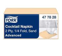 Tork Serviette Cocktail ivoire, 1/4 plier, 2 pli, 200 serviettes, 11.9cm x 11.9cm chaque, 477828
