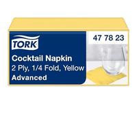 Tork Serviette Cocktail jaune, 1/4 plier, 2 pli, 200 serviettes, 11.9cm x 11.9cm chaque, 477823