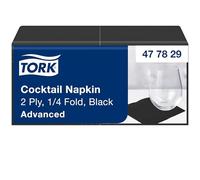 Serviette de table en ouate Tork Lunch 24 x 24 cm noir - Paquet de 200