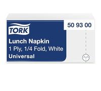Tork Serviette lunch blanche, pliage 1/4, 1 pli, 32 cm x 32 cm, 8 x 500 serviettes, 509300