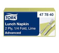 Tork Serviette Lunch citron vert, 1/4 plier, 2 pli, 200 serviettes, 16.4cm x 16.3cm chaque, 477840