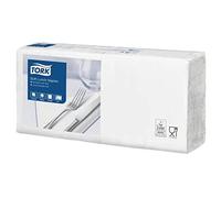 Tork Serviette Lunch Doux blanche, 1/4 plier, 3 pli, 150 serviettes, 16.4cm x 16.3cm chaque, 477414