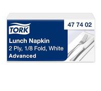 Tork Serviette Lunch Doux blanche, 477402 | 1/8 plier, 2 pli, 200 serviettes, 16.3cm x 8.2cm chaque