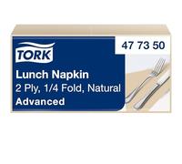 Tork Serviette Lunch naturel, 1/4 plier, 2 pli, 200 serviettes, 16.4cm x 16.3cm chaque, 477350