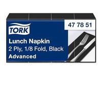 Tork Serviette Lunch noir, pliage 1/8, 2 plis, 33 cm x 33 cm, 200 serviettes, 477851