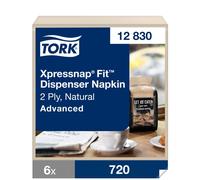 Tork Serviettes naturelles pour distributeur Xpressnap fit N14 - 12830 - Paquet de 720 serviettes 21,3 x 16,5 cm