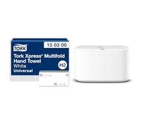 Tork Xpress Essuie-Mains interfoliés - 150300 - Papiers d'essuyage pliés en M & Xpress Distributeur pour Essuie-Mains interfoliés - 552200 - Elevation Design - Distributeur H2 pour Papier