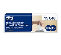 Tork Xpressnap Serviette enchevêtrée, 15840, 8 x 500 serviettes, douce | pliage 1/2 2 plis, pour distributeur N4, blanche, extra