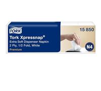 Tork Xpressnap® Serviettes Enchevêtrées Extra douces Blanches pour distributeur N4, 1/2 plier, 2 pli, 1000 serviettes, 10.7cm x 16.5cm chaque, 15850