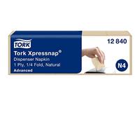 Tork Xpressnap® Serviettes Enchevêtrées Naturelles pour Distributeur N4, Advanced, Pliage 1/4 1 pli, 21,3 cm x 33 cm cm, 1125 Serviettes, 12840, Bleu