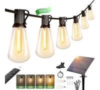 Torkase Guirlande Lumineuse Exterieure Solaire Jardin - Guirlande Guinguette Extérieure 10.6M 15+2 ST38 LED Ampoules Blanc Chaud Chaîne Lumiere Exterieur pour Patio Terrasse Fête Mariage