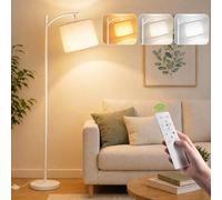 Torkase Lampadaire sur Pied LED Blanc à Arc avec Abat-Jour Tissu | Dimmable, Télécommande et interrupteur à pédale, 4 Couleurs 2700K-6500K, Moderne pour Salon Chambre Bureau