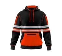 Toro Activa Mens Hi Vis Work Wear Pullover Hoodie Safety Reflective Tape High Viz Sweatshirt Hoodie High Visibility Top Multi Zipper Pockets S-2XL