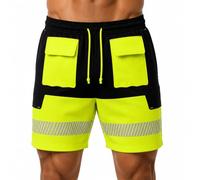 TORO ACTIVA Short cargo de sécurité haute visibilité réfléchissant 8 poches pour homme avec cordon de serrage et taille élastique réglable