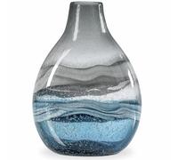 Torre & Tagus Andrea Vase en Verre soufflé à la Bouche pour décoration d'intérieur - Grand Vase en Verre Bleu de 28 cm de Haut pour Centre de Table, vases Bleus Faits à la Main pour décoration de