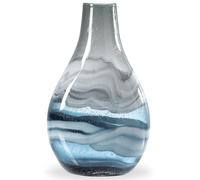 Torre & Tagus Andrea Vase en Verre soufflé à la Bouche pour décoration d'intérieur, Grand Vase pour Centre de Table, Salon, entrée, Chambre, Fait à la Main, Style côtier, Bleu, 35,6 cm de Haut