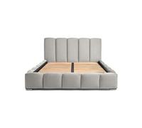 Torreon - lit coffre - 180x200 - sommier inclus - en velours - Gris clair