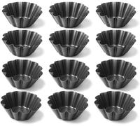 Tortetten - Ensemble de 6 - Mini moules à tarte - Moules pour pudding - Moules à muffins - Moules à cupcakes - Acier inoxydable - Noir - 10 cm