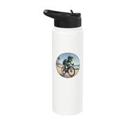 Tortue cycliste amusante faisant la course sur vélo de route Stainless Steel Insulated Water Bottle