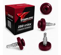 TORVON Lot de 250 vis à tôle autoperceuses - 4,8 x 19 mm - Avec rondelle d'étanchéité EPDM - Tête plate TX20 - Galvanisé - RAL 3005